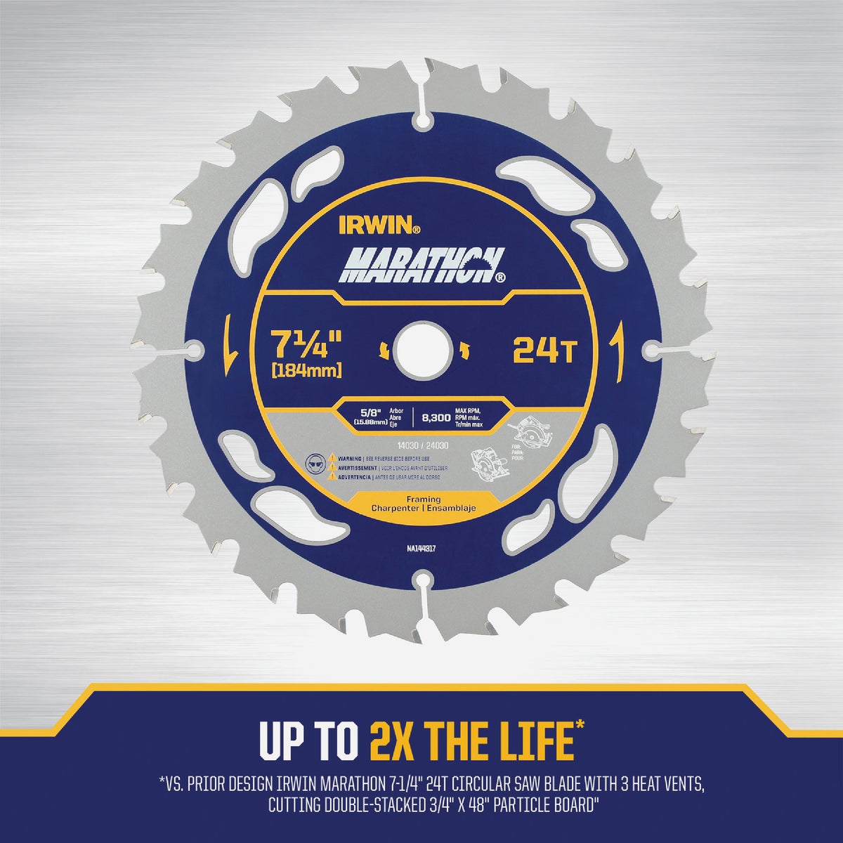 Irwin Marathon 7-1/4 In. 24-Tooth Framing/Ripping Circular Saw Blade Image 3