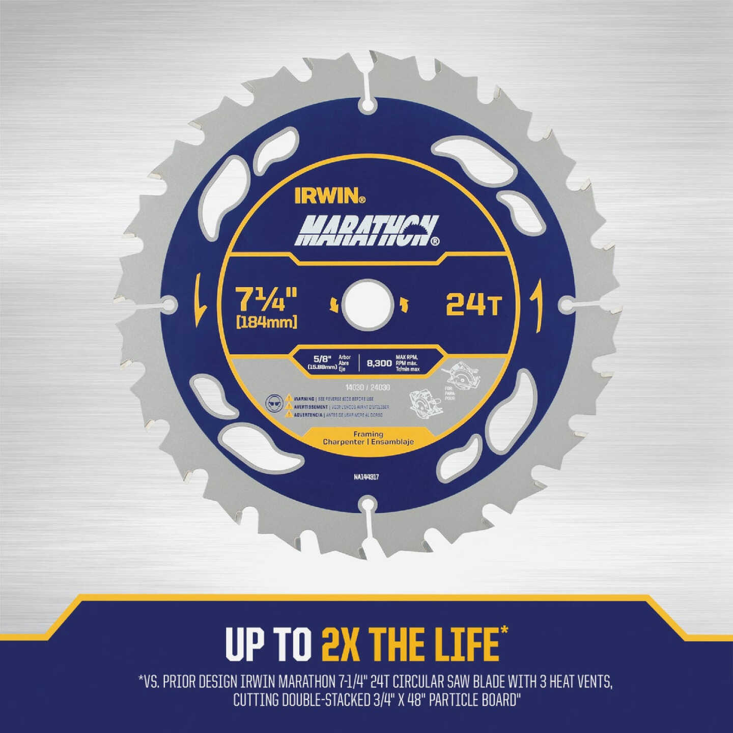 Irwin Marathon 7-1/4 In. 24-Tooth Framing/Ripping Circular Saw Blade Image 3