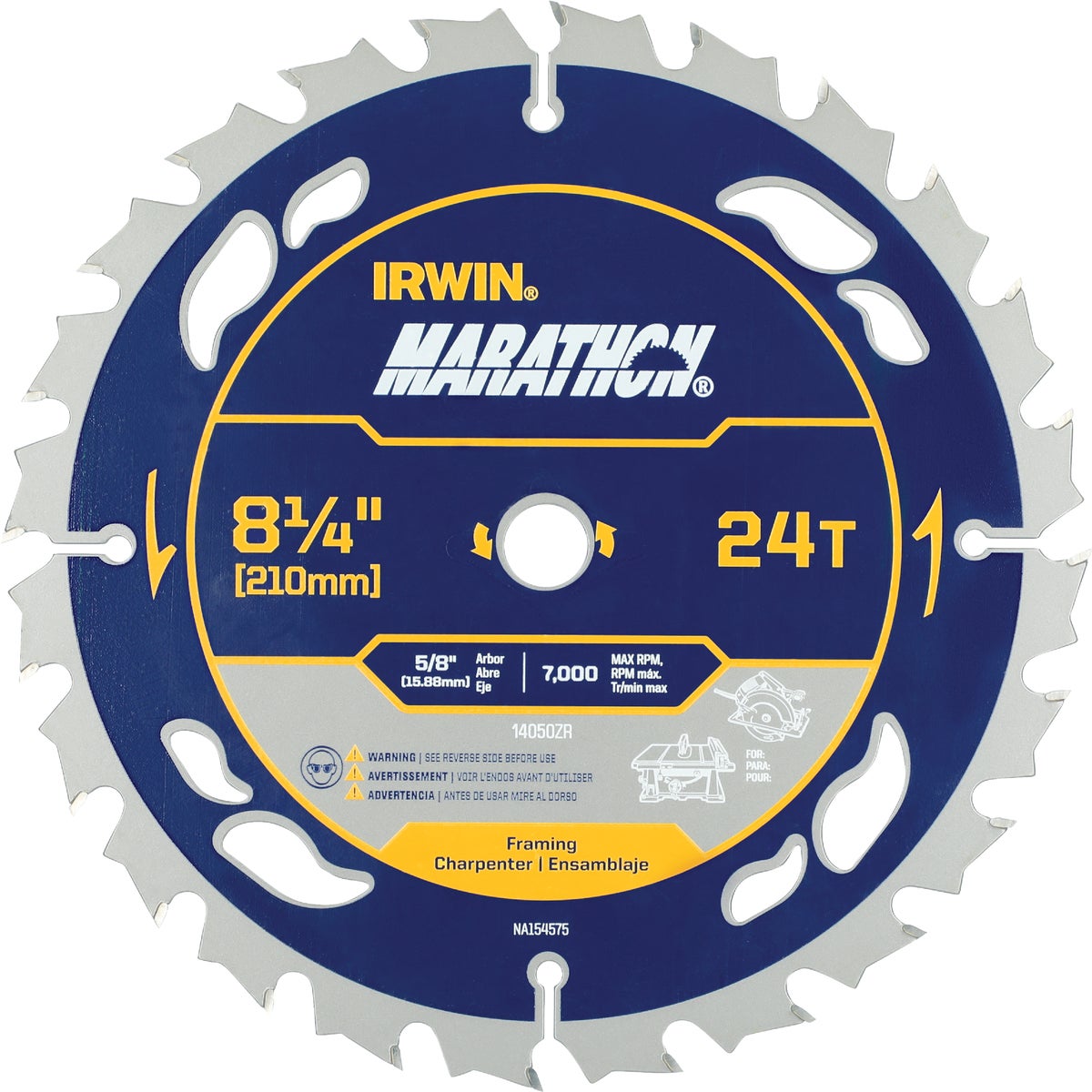 Irwin Marathon 8-1/4 In. 24-Tooth General Purpose Circular Saw Blade Image 1