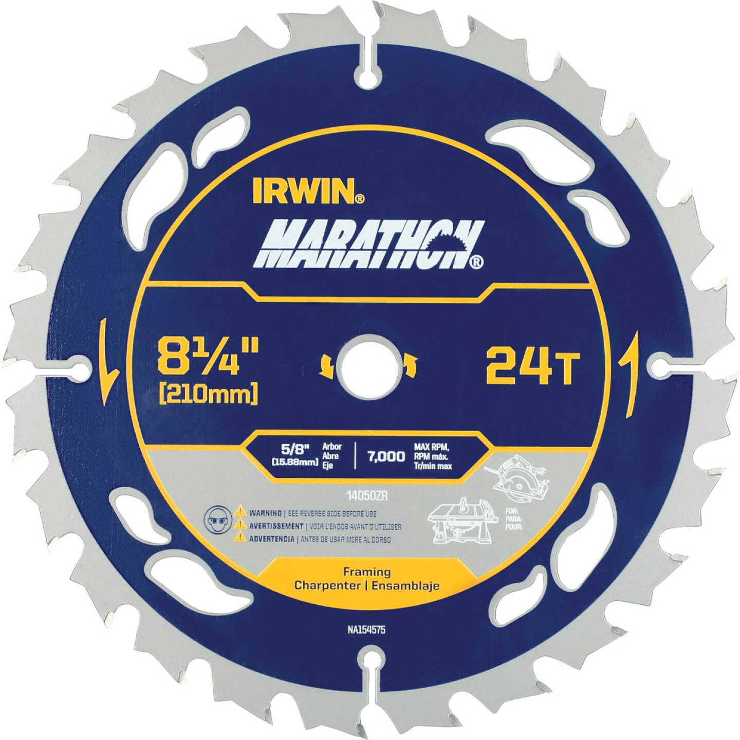 Irwin Marathon 8-1/4 In. 24-Tooth General Purpose Circular Saw Blade Image 1