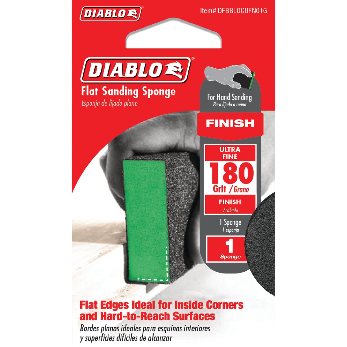 Diablo 2-1/2 In. x 4 In. x 1 In. 180 Grit (Ultra Fine) Flat Edge Sanding Sponge Image 2