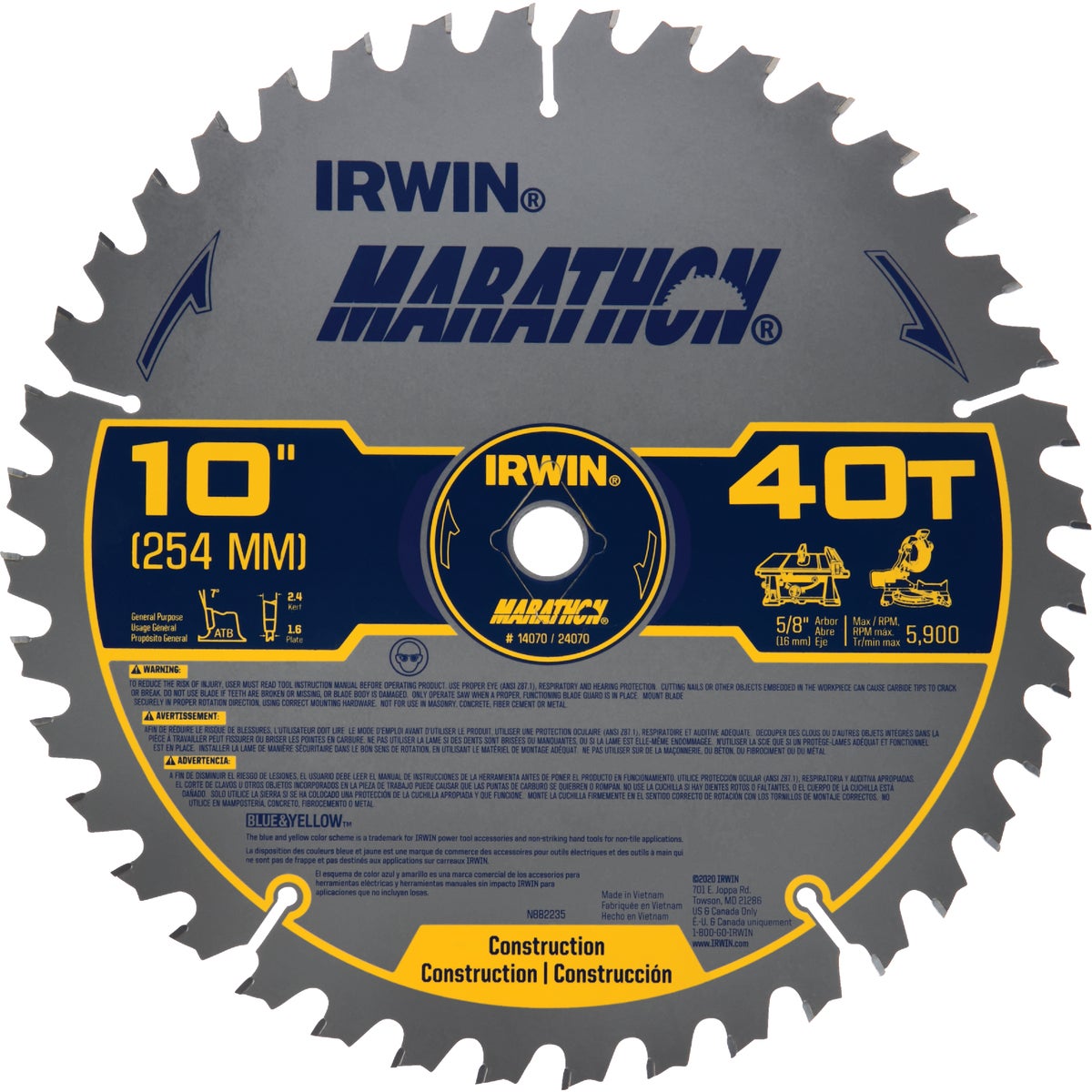 Irwin Marathon 10 In. 40-Tooth General Purpose Circular Saw Blade Image 1