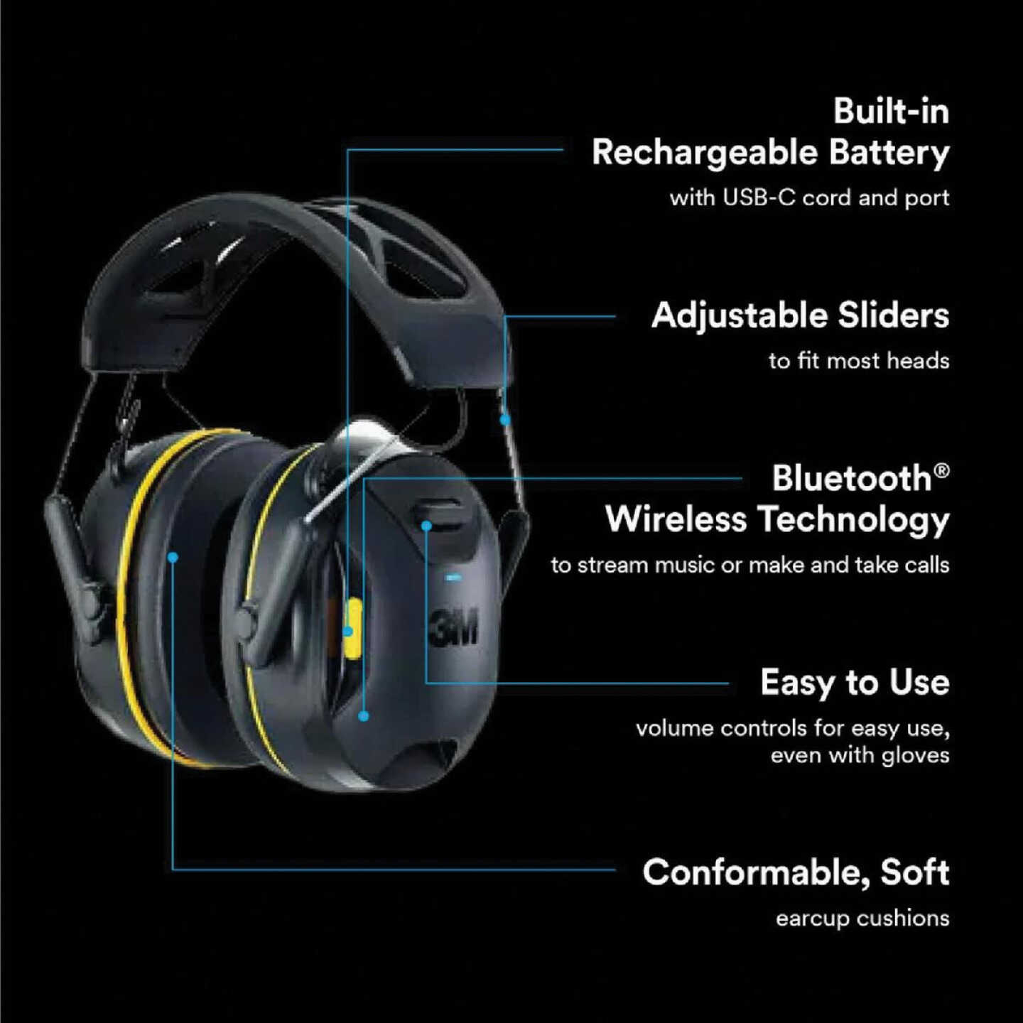 3M WorkTunes Connect Wireless Hearing Protector with Bluetooth Technology Image 3