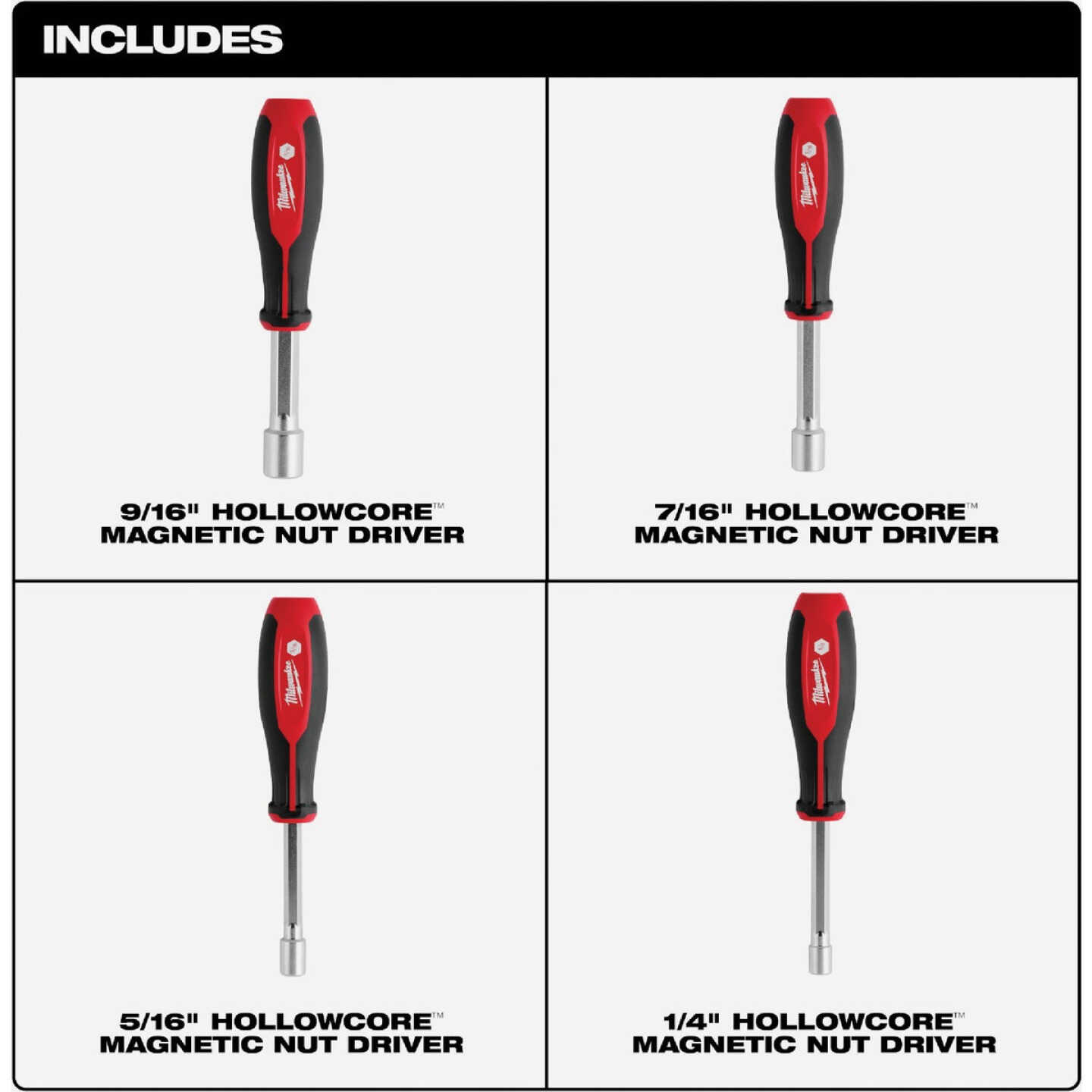 Milwaukee SAE HollowCore Magnetic Nut Driver Set (4-Piece) Image 2