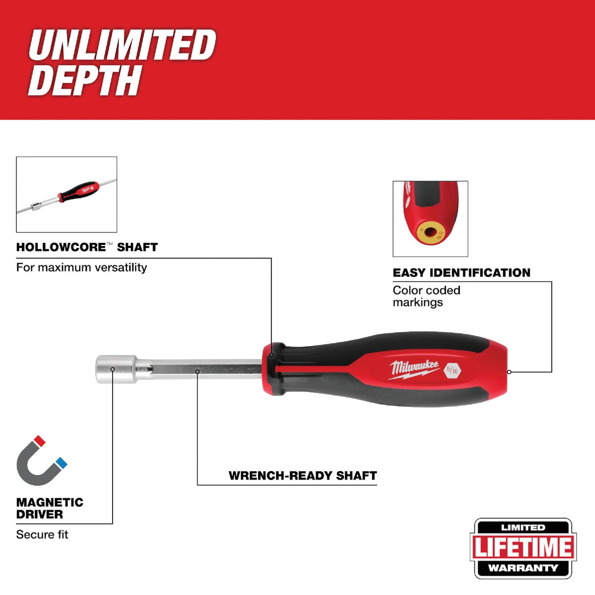 Milwaukee SAE HollowCore Magnetic Nut Driver Set (4-Piece) Image 3