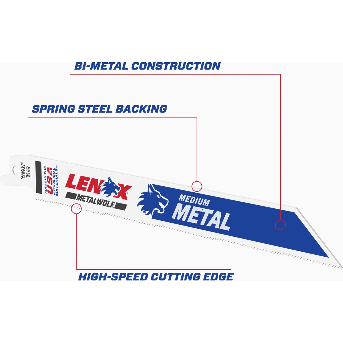 Lenox METALWOLF WAVE EDGE 8 In. 18 TPI Medium Metal Reciprocating Saw Blade (5-Pack) Image 2