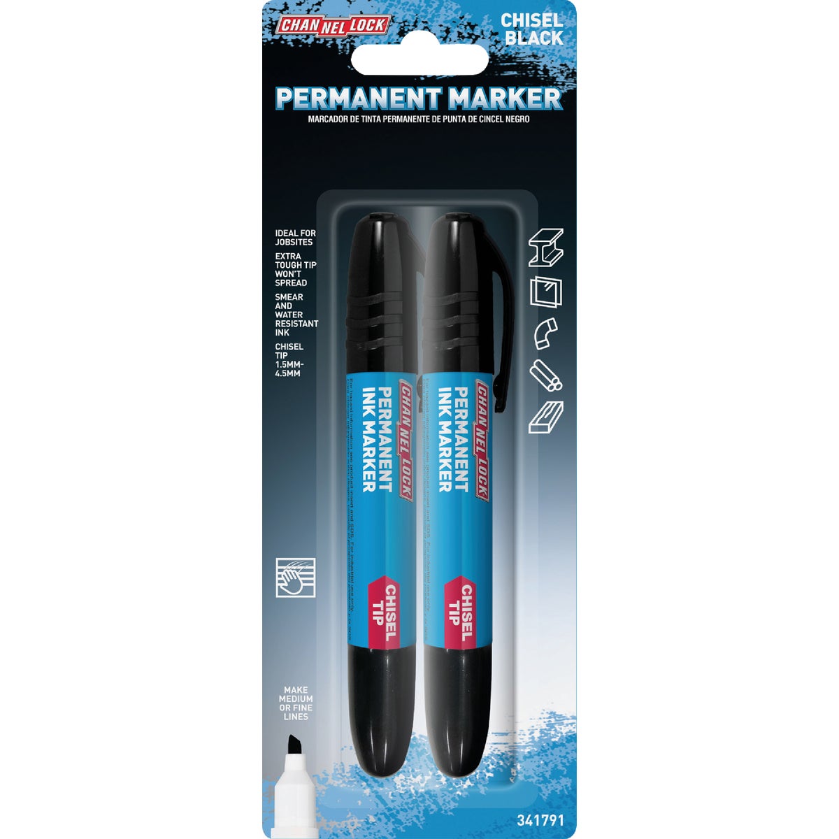 Channellock Chisel Tip Black Ink Marker (2-Pack)