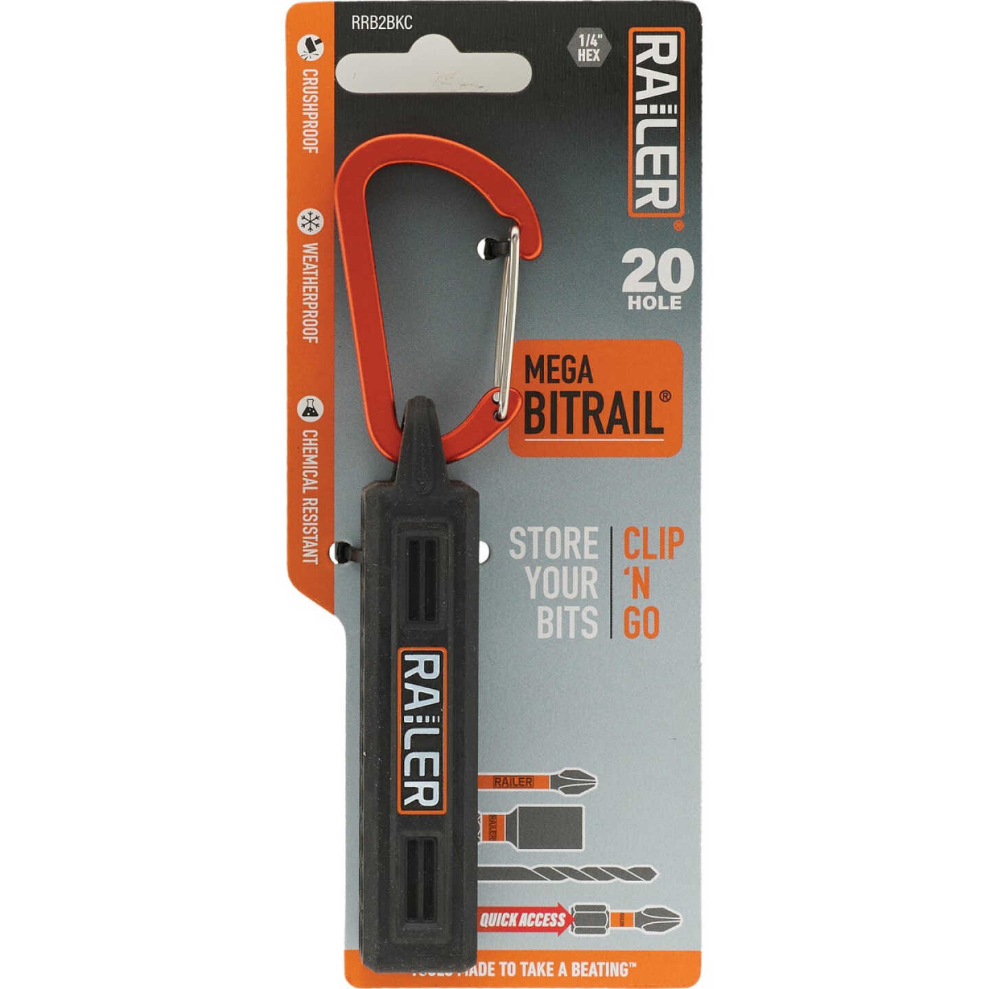 Railer 20-Hole Mega Bitrail Black Bit Holder with Carabiner Image 5