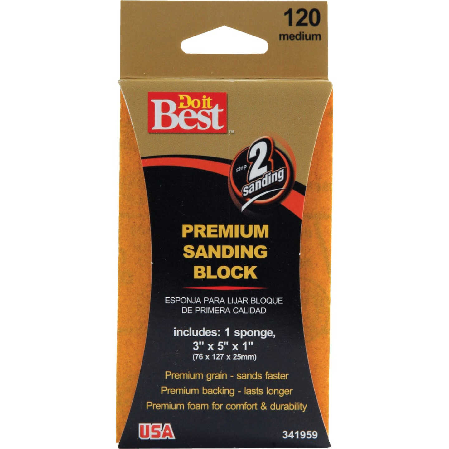 Do it Best Premium 3 In. x 5 In. x 1 In. 120 Grit Medium Sanding Sponge Image 1