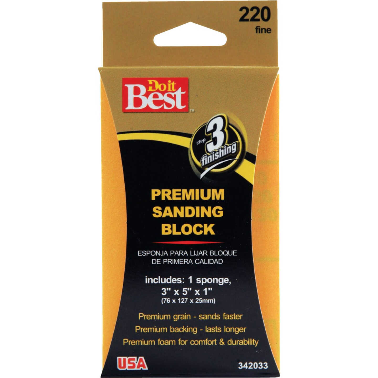 Do it Best Premium 3 In. x 5 In. x 1 In. 220 Grit Fine Sanding Sponge Image 1