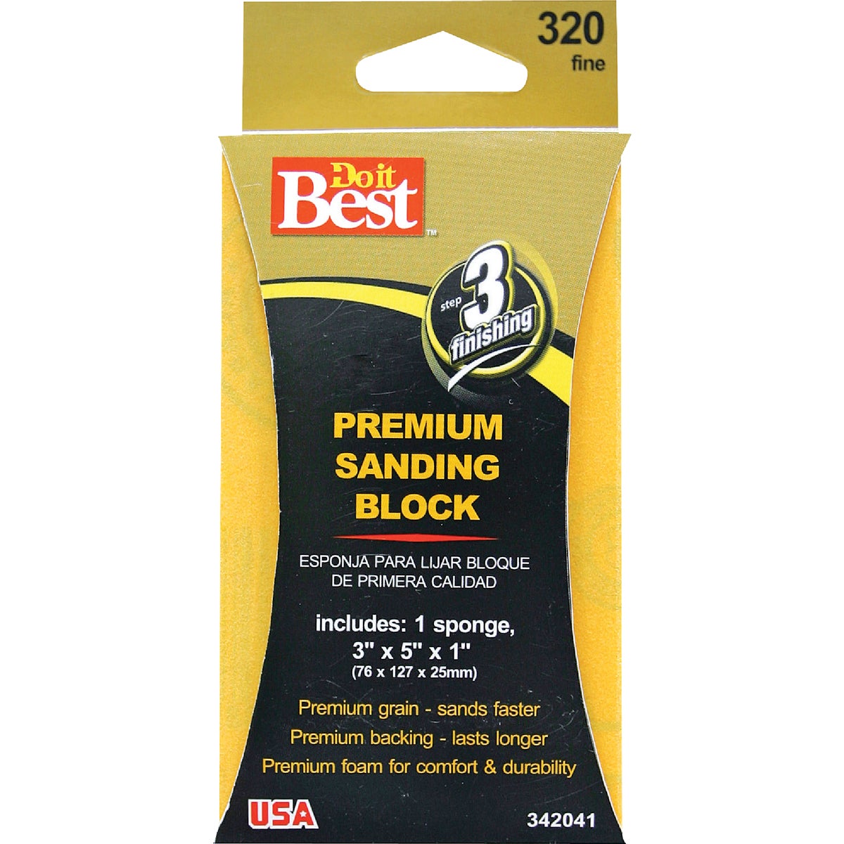 Do it Best Premium 3 In. x 5 In. x 1 In. 320 Grit Fine Sanding Sponge