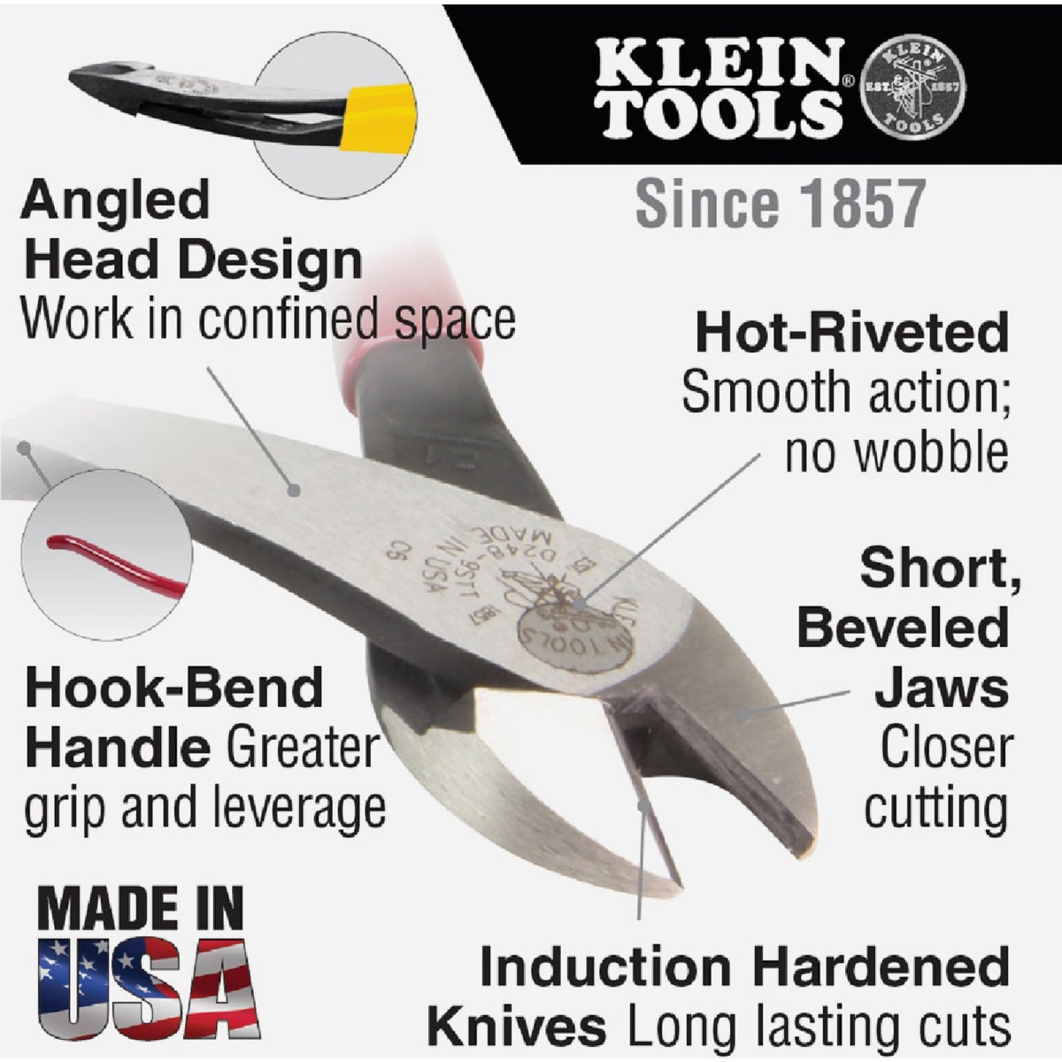 Klein 9 In. Steel High-Leverage Diagonal-Cutting Ironworker Pliers Image 3