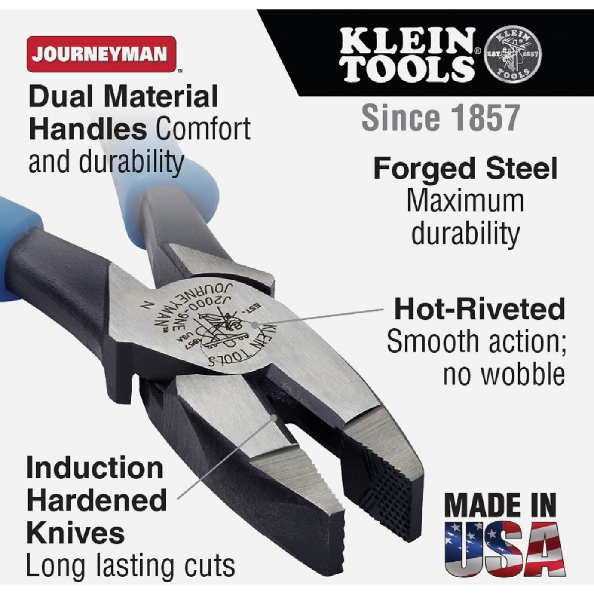 Klein Journeyman High-Leverage Linesman Pliers Image 3