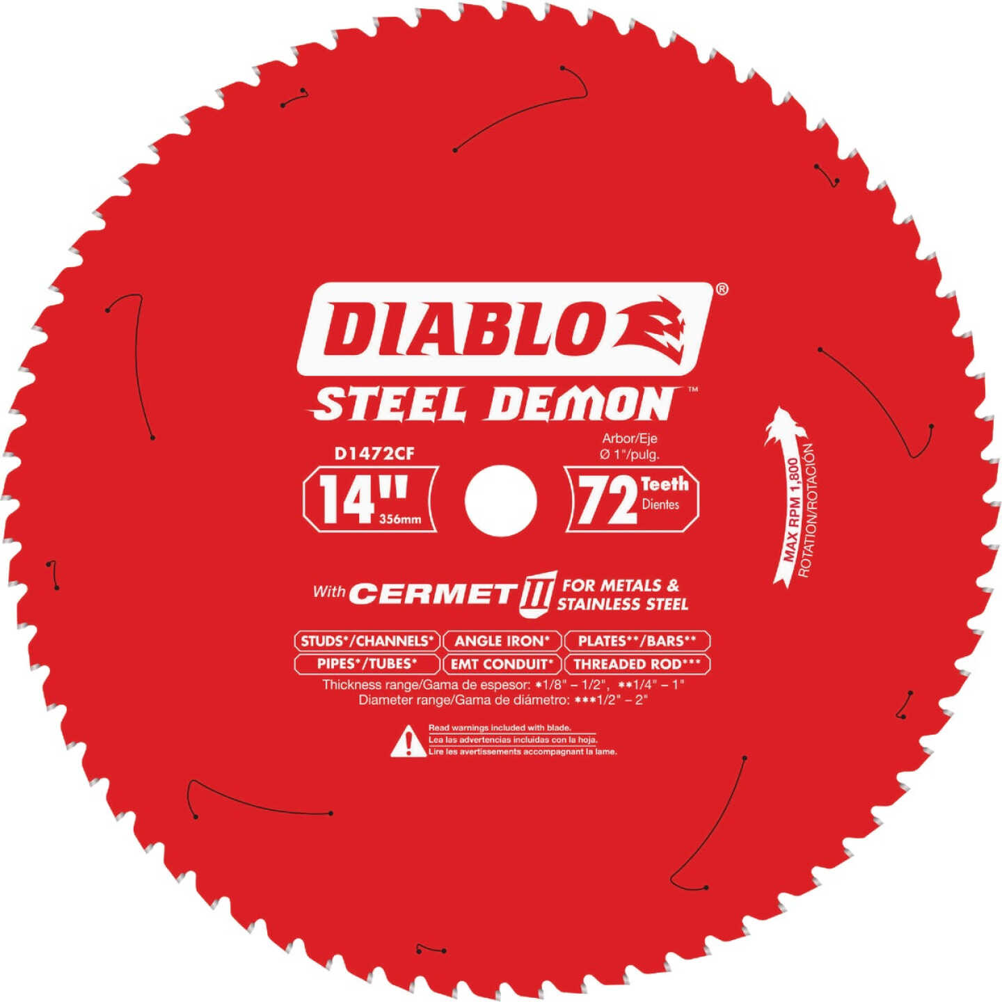 Diablo Steel Demon 14 In. 72-Tooth Cermet II Medium Metal Track Saw Blade Image 1