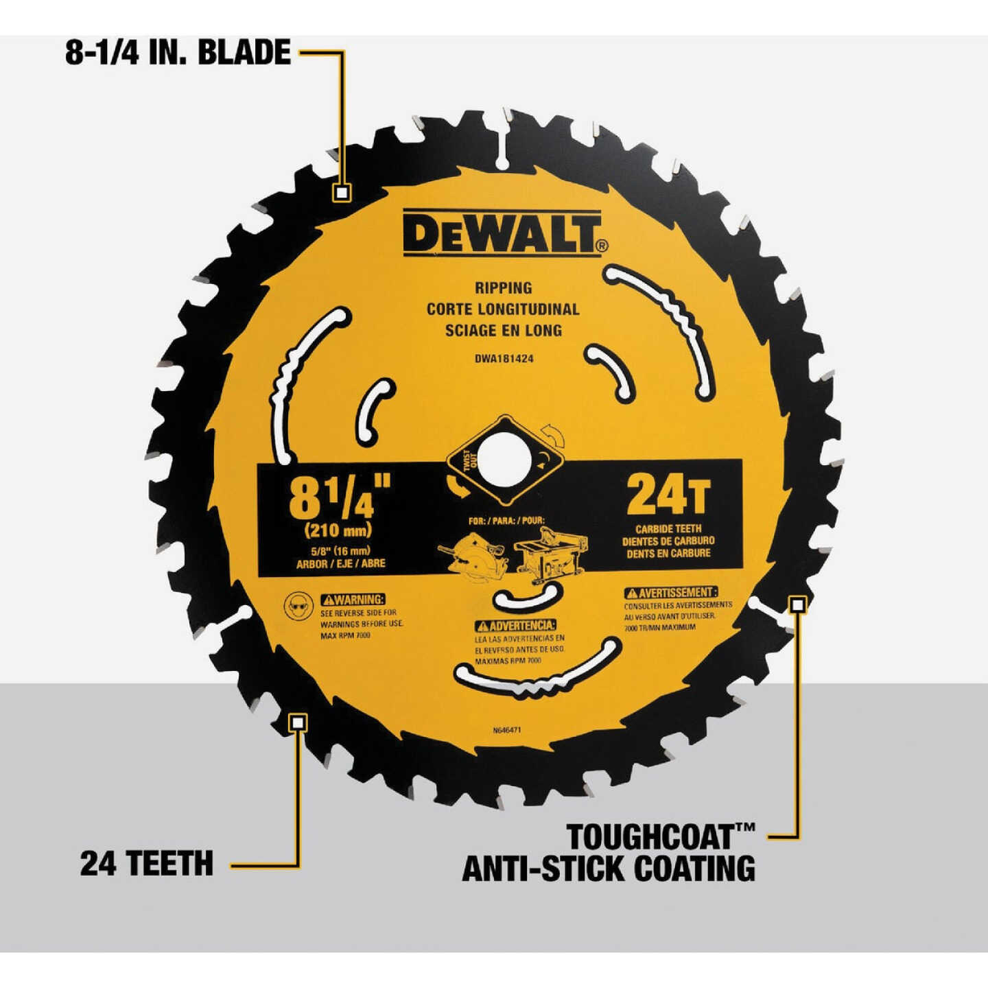 DEWALT 8-1/4 In. 24-Tooth Circular Saw Blade Image 2