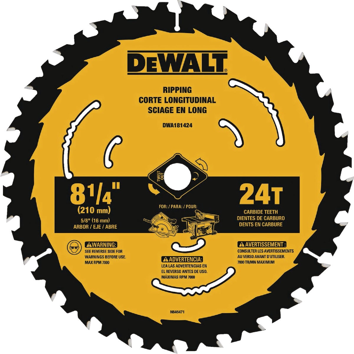 DEWALT 8-1/4 In. 24-Tooth Circular Saw Blade Image 1