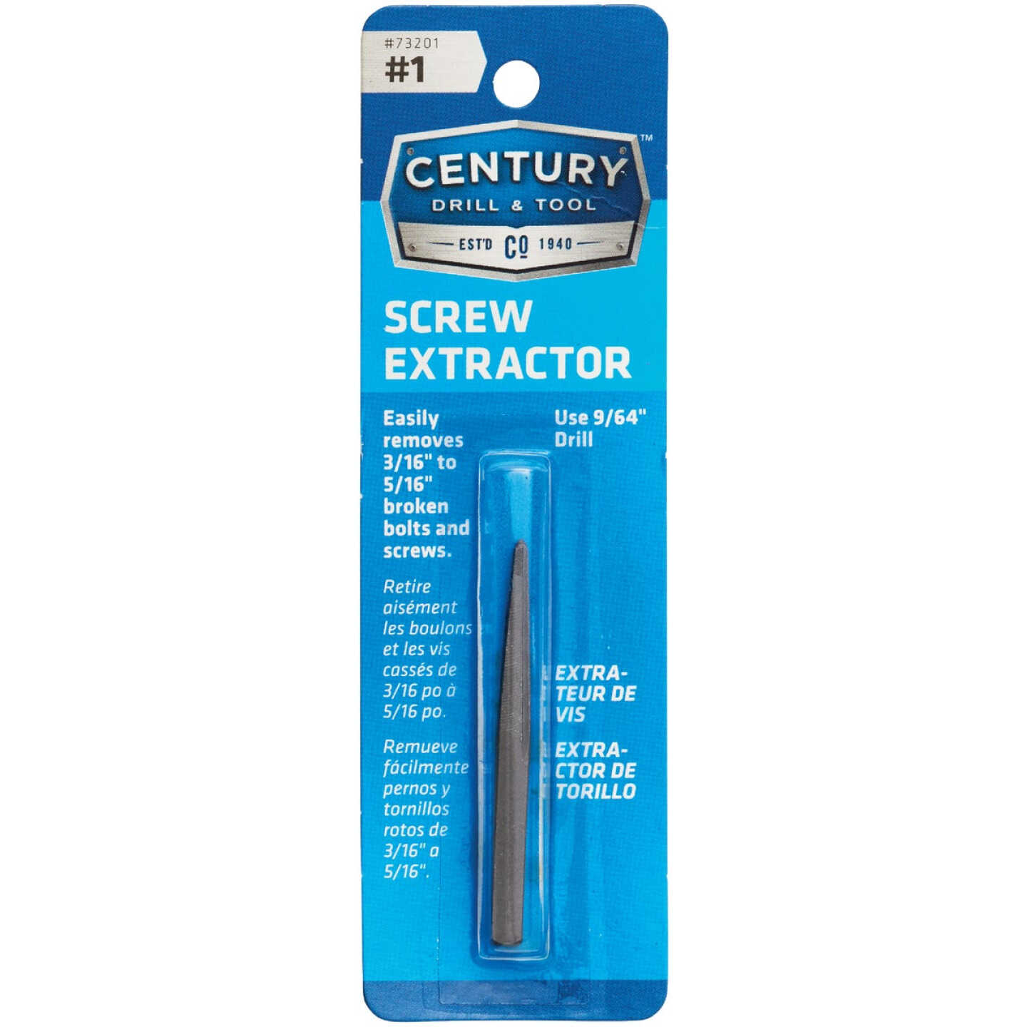 Century Drill & Tool #1 Straight Flute Screw Extractor Image 1
