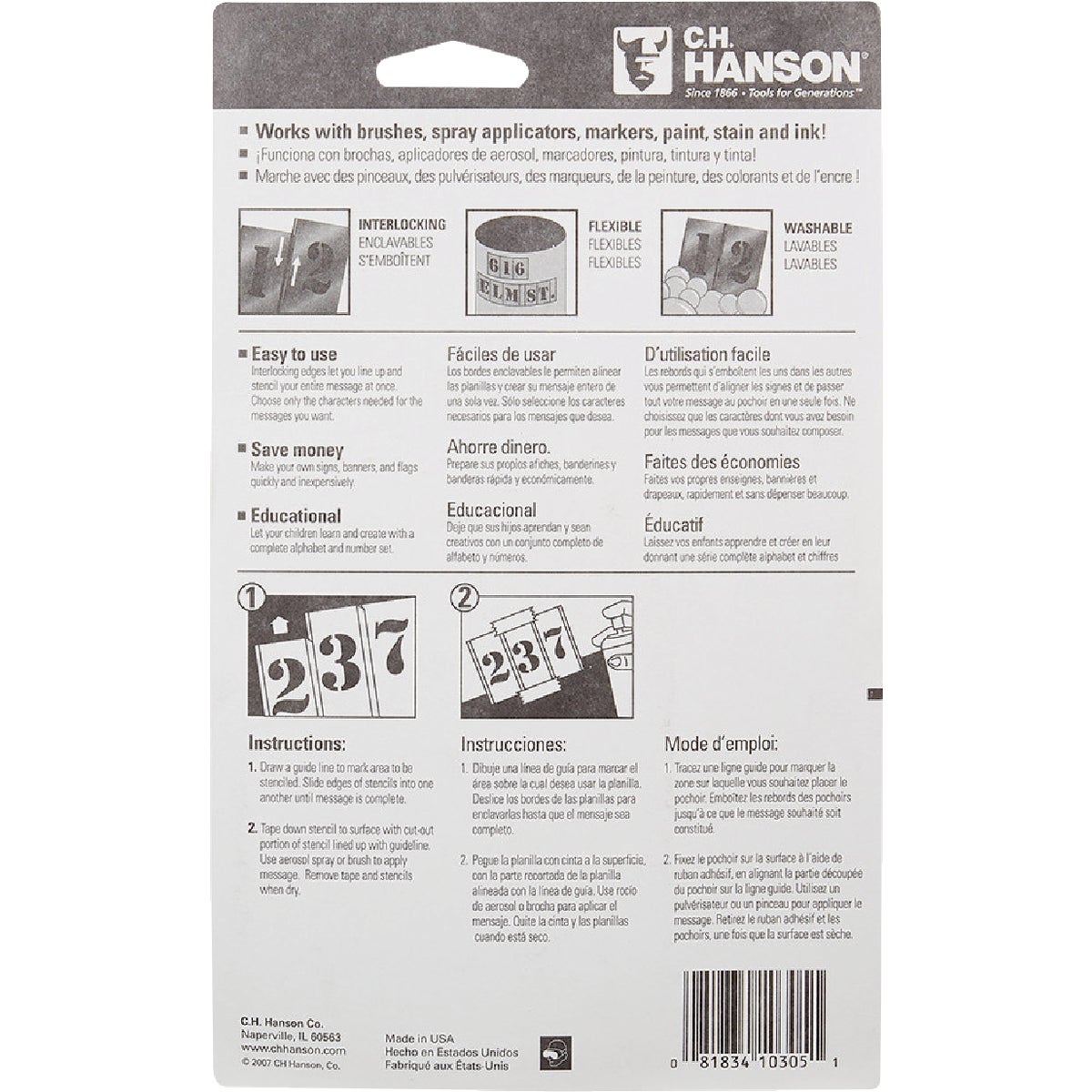 C.H. Hanson 2 In. Numeral Stencil Set (15 Piece) Image 4