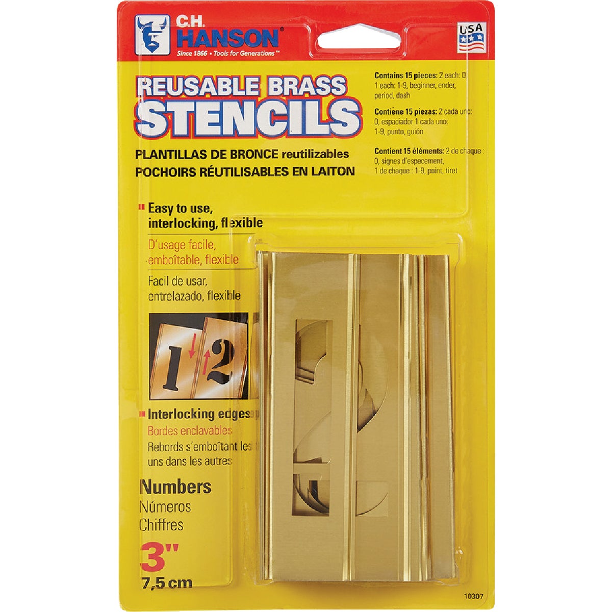 C.H. Hanson 3 In. Numeral Stencil Set (15 Piece)
