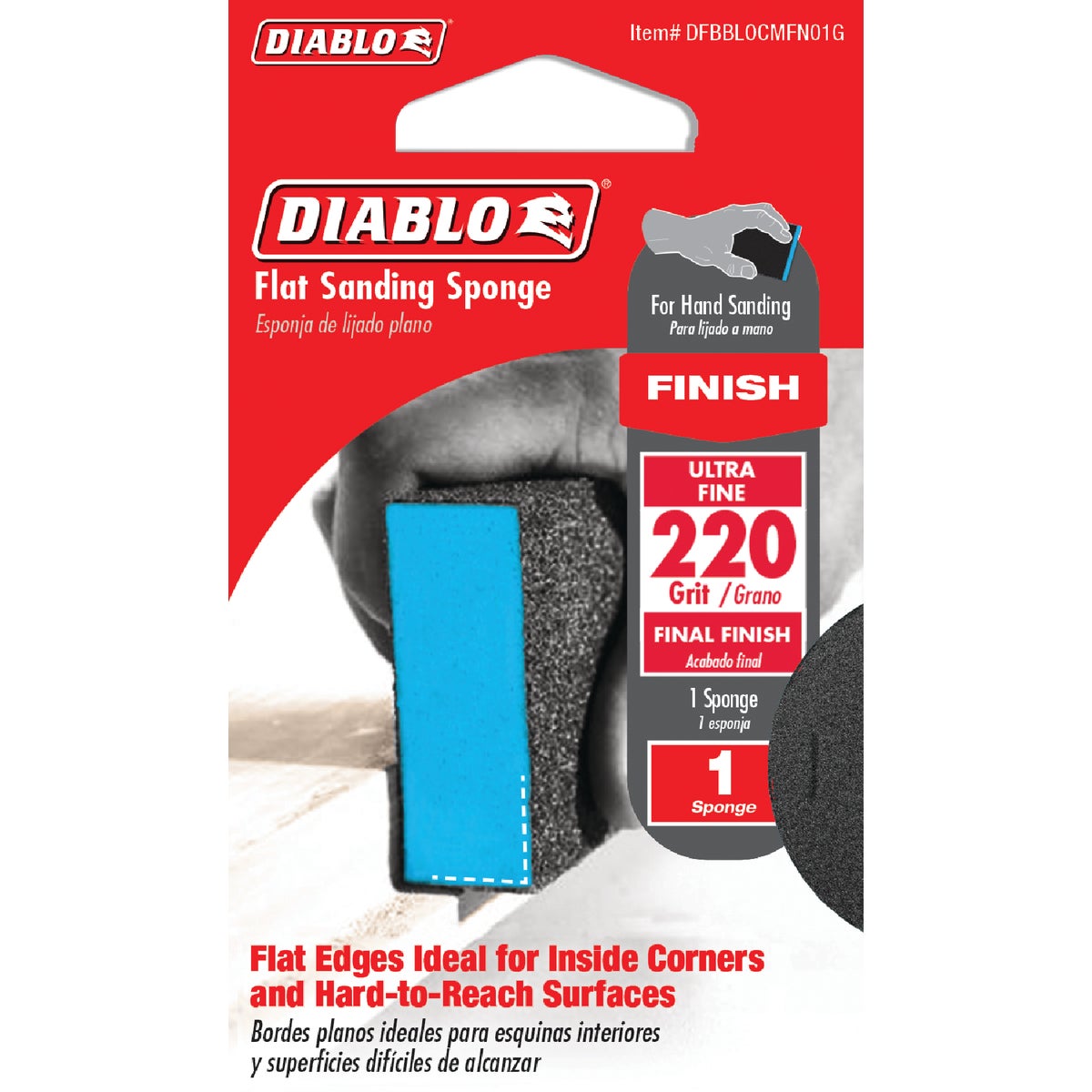 Diablo 2-1/2 In. x 4 In. x 1 In. 220 Grit (Ultra Fine) Flat Edge Sanding Sponge Image 2