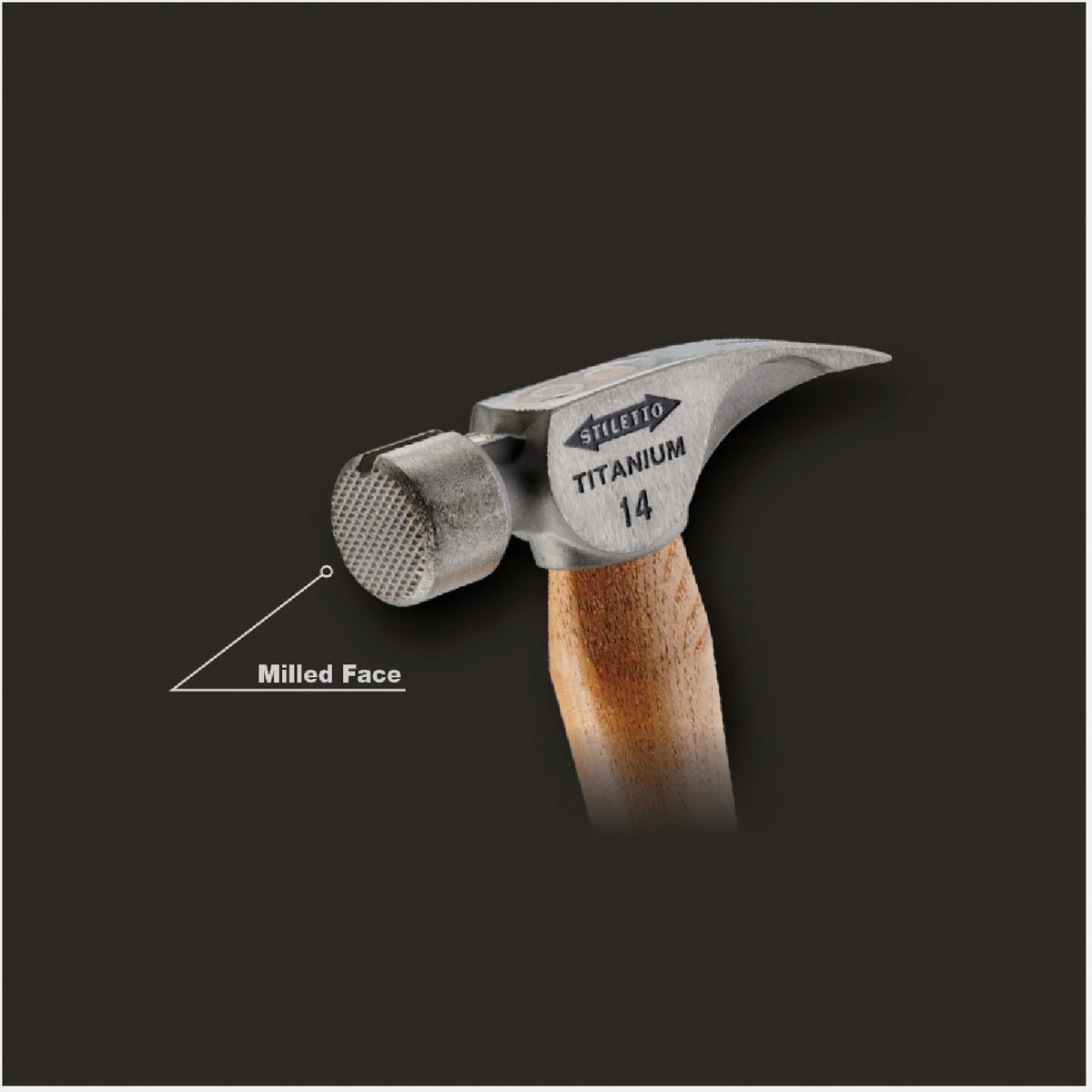 Stiletto 14 Oz. Milled-Face Framing Hammer with Curved Hickory Handle Image 3
