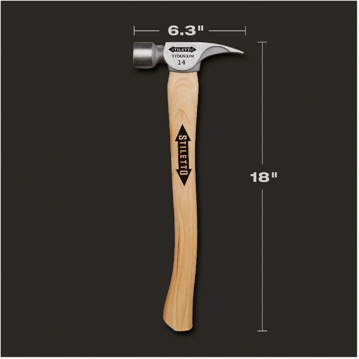Stiletto 14 Oz. Milled-Face Framing Hammer with Curved Hickory Handle Image 4