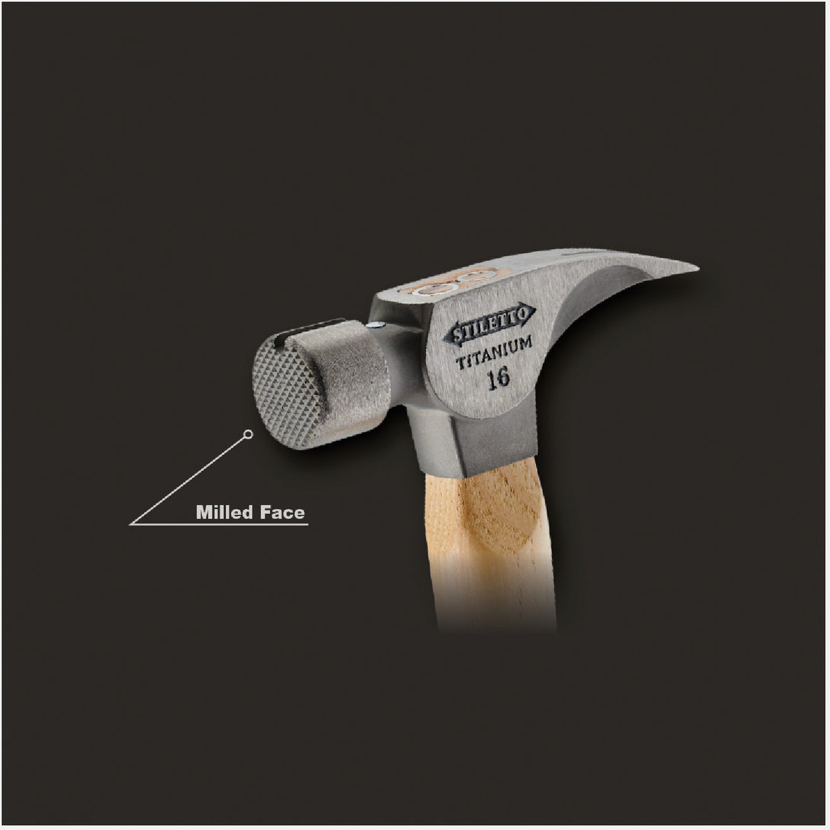 Stiletto 16 Oz. Milled-Face Framing Hammer with Hickory Handle Image 3