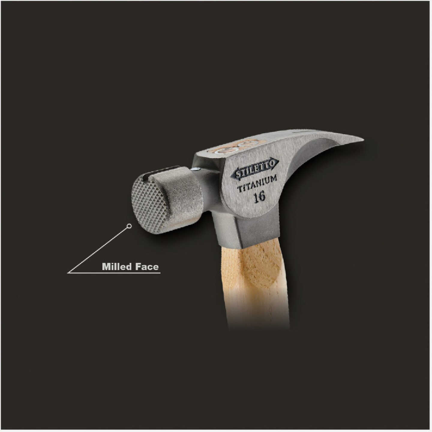 Stiletto 16 Oz. Milled-Face Framing Hammer with Hickory Handle Image 3