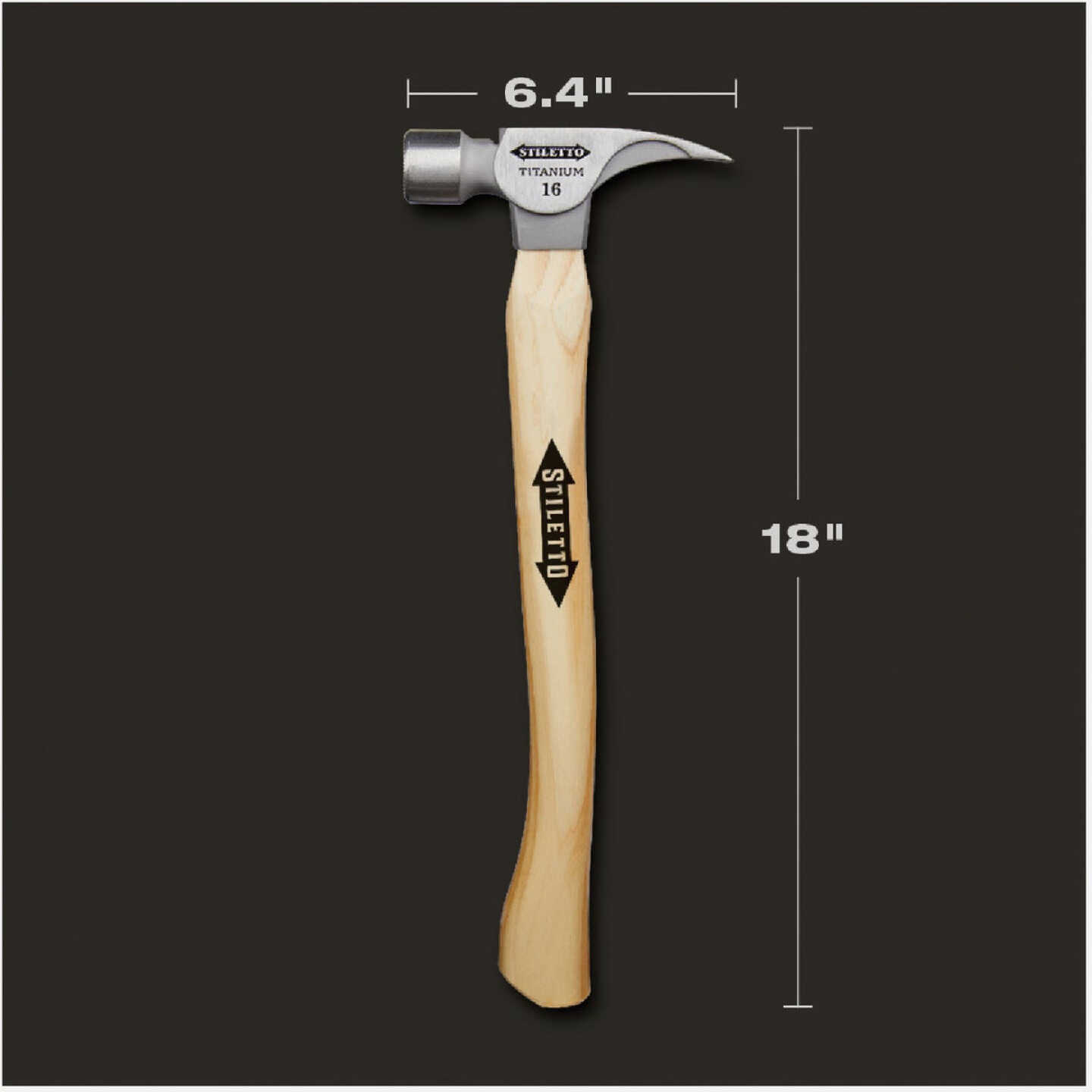 Stiletto 16 Oz. Milled-Face Framing Hammer with Hickory Handle Image 4