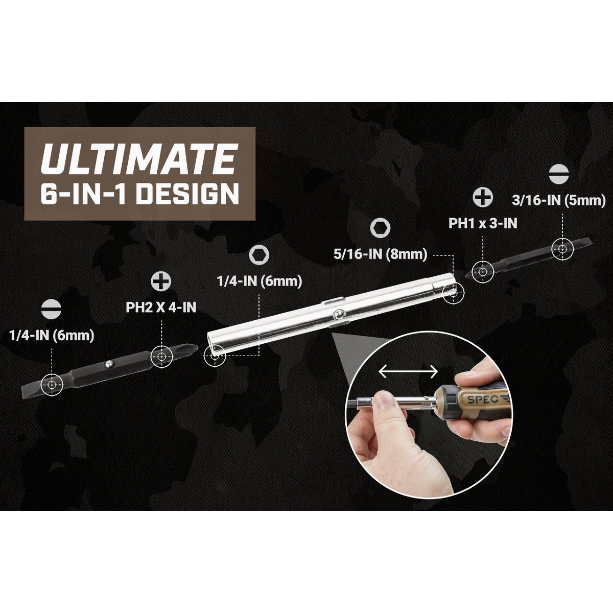 Spec Ops 6-in-1 Multi-Bit Screwdriver Image 4