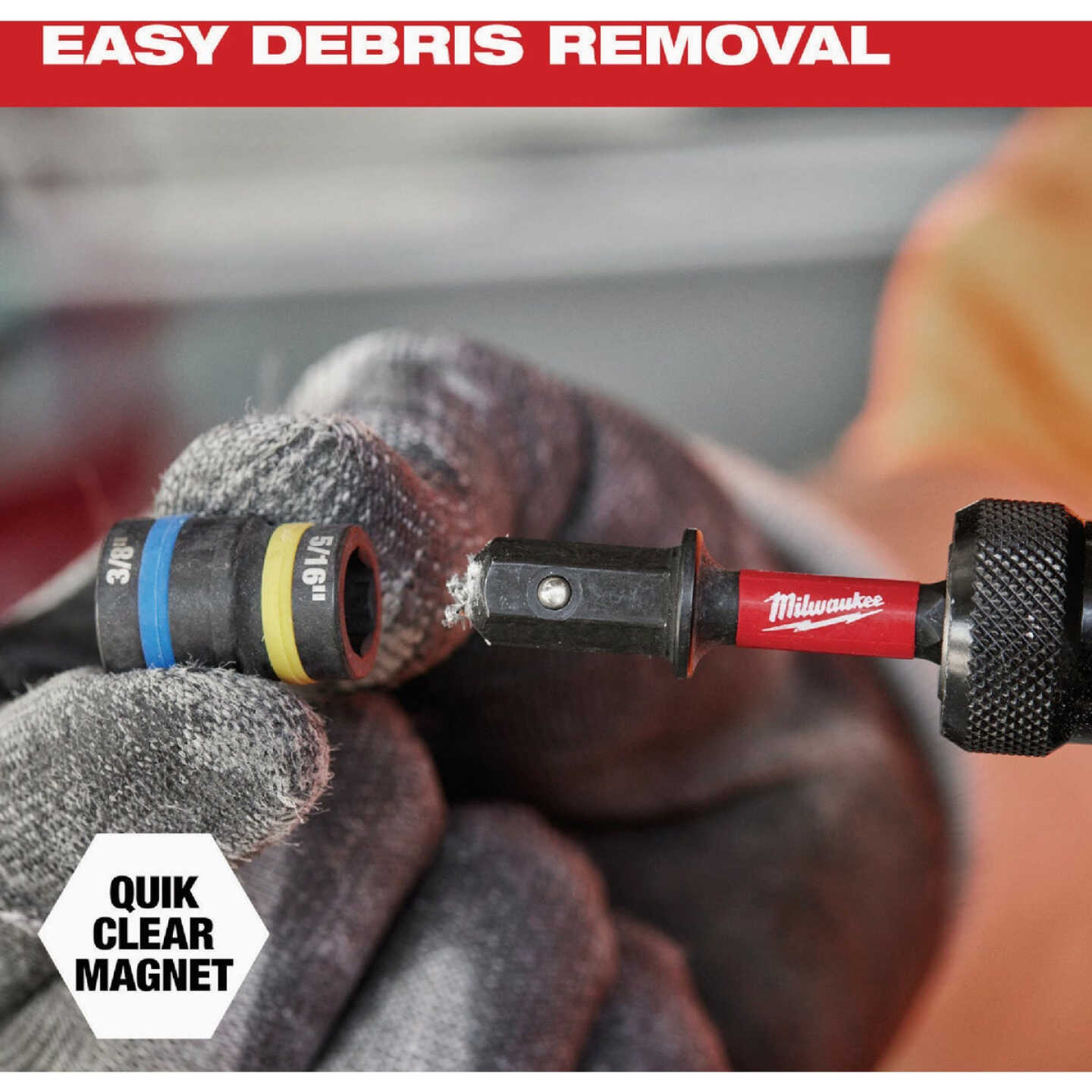 Milwaukee SHOCKWAVE QUIK-CLEAR 2-in-1 5/16 In. & 3/8 In. x 2-1/2 In. Impact Duty Magnetic Nut Driver Image 5