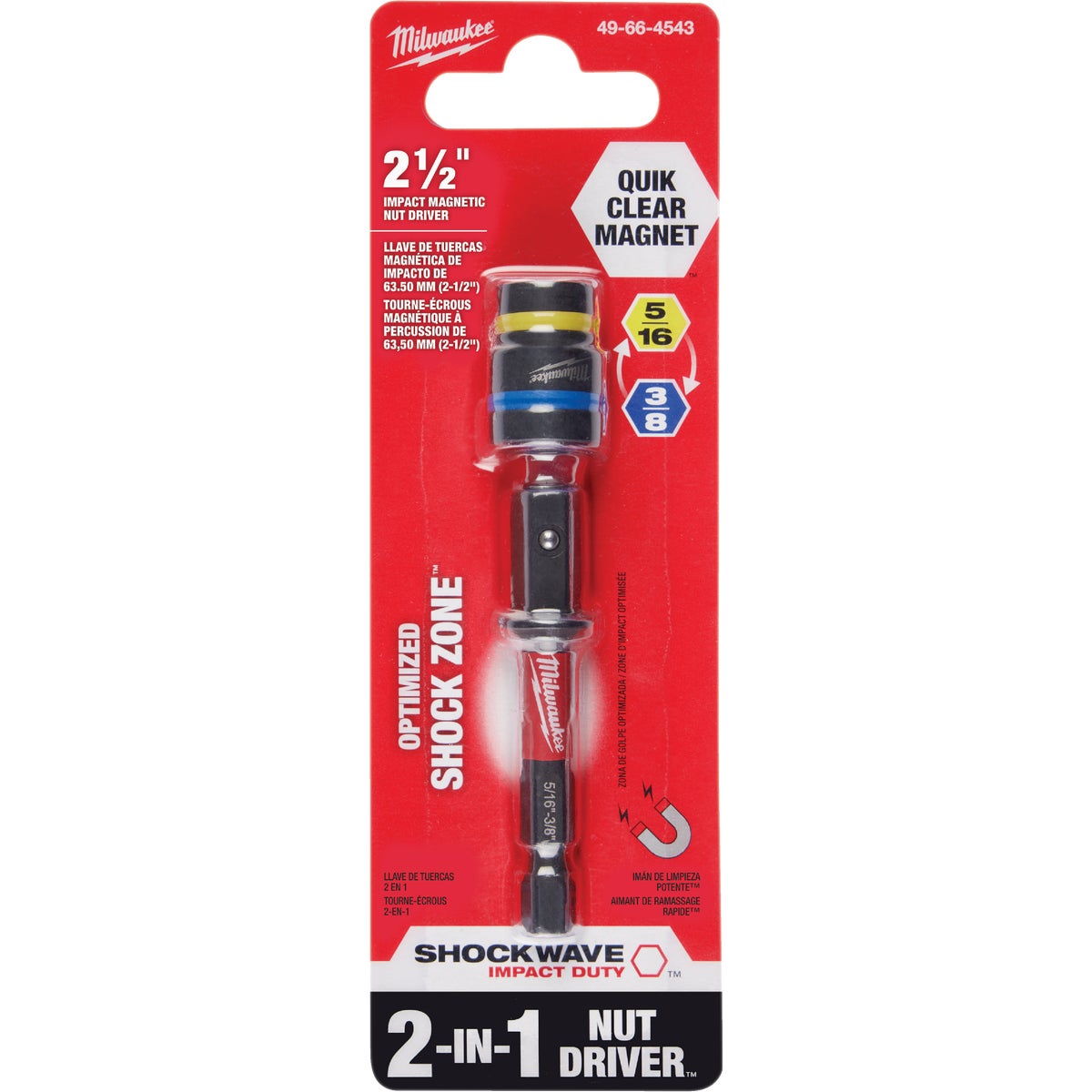Milwaukee SHOCKWAVE QUIK-CLEAR 2-in-1 5/16 In. & 3/8 In. x 2-1/2 In. Impact Duty Magnetic Nut Driver Image 9