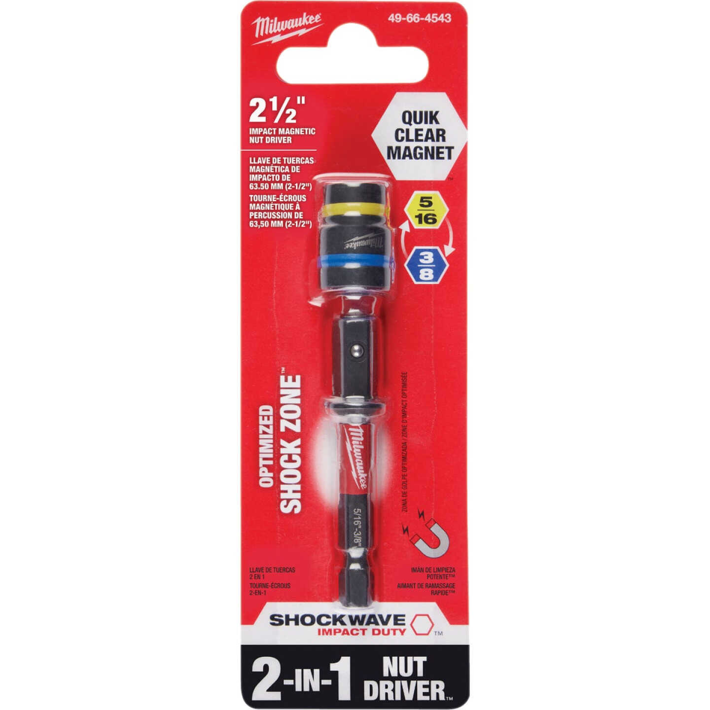 Milwaukee SHOCKWAVE QUIK-CLEAR 2-in-1 5/16 In. & 3/8 In. x 2-1/2 In. Impact Duty Magnetic Nut Driver Image 9