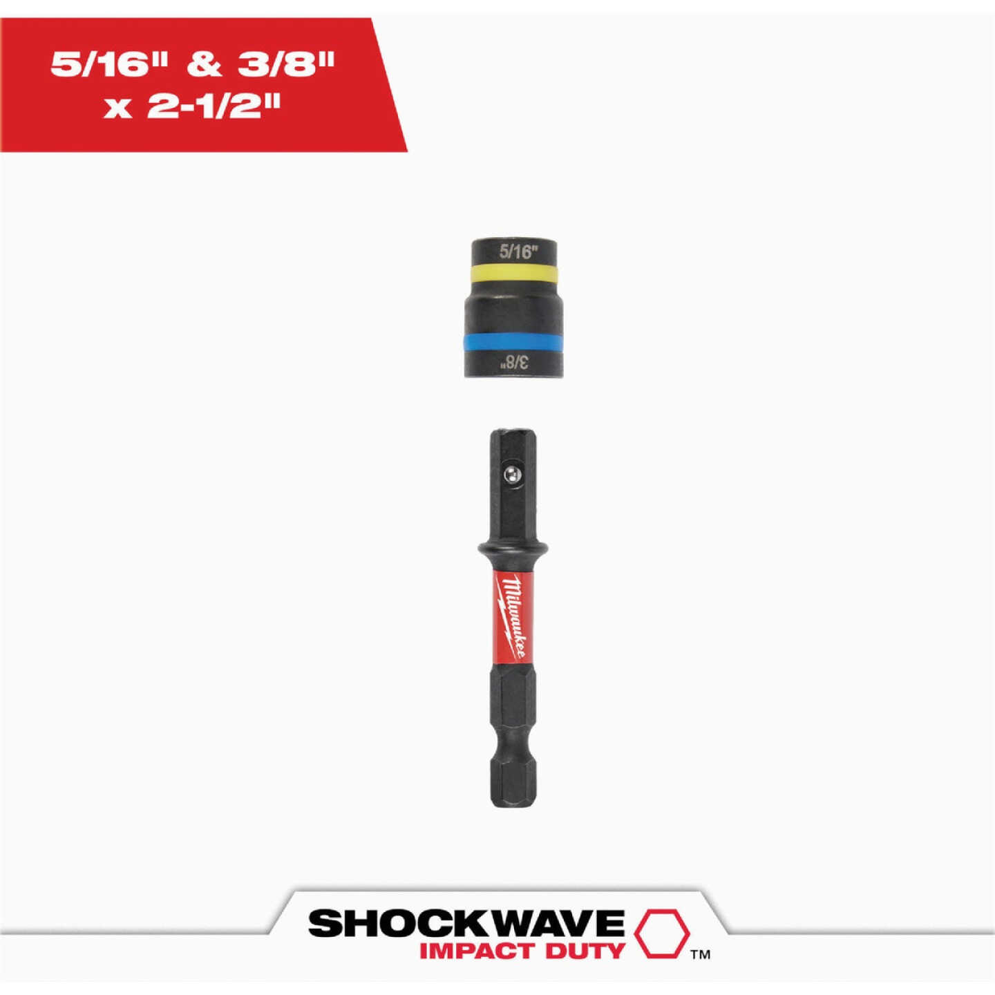 Milwaukee SHOCKWAVE QUIK-CLEAR 2-in-1 5/16 In. & 3/8 In. x 2-1/2 In. Impact Duty Magnetic Nut Driver Image 1