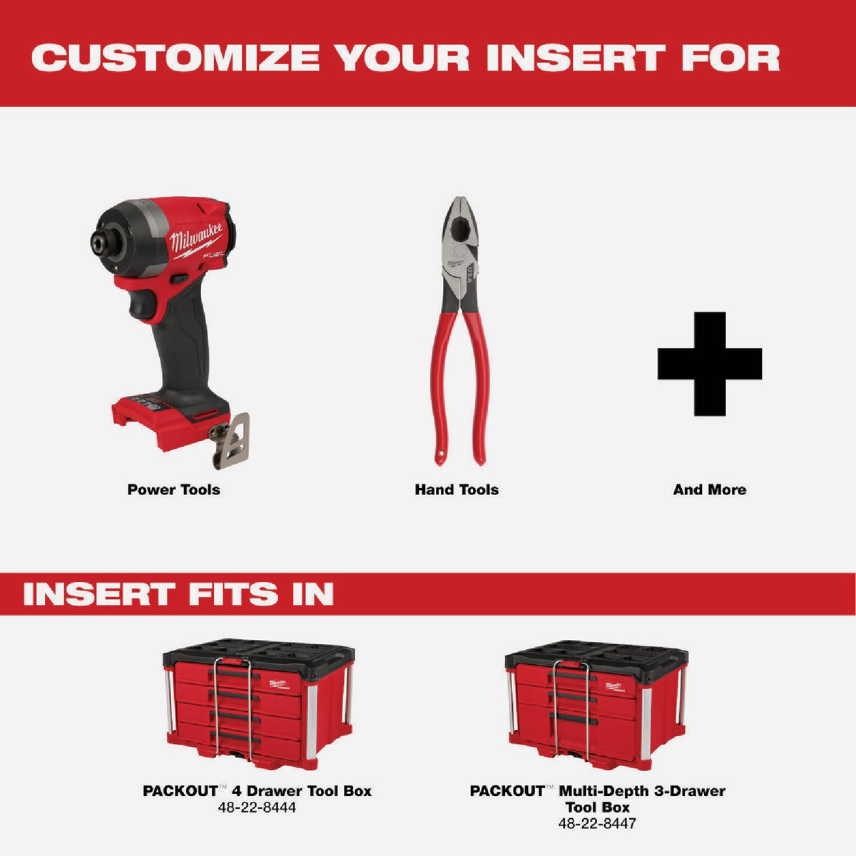 Milwaukee Low-Profile Customizable Foam Insert for PACKOUT Drawer Tool Boxes Image 3