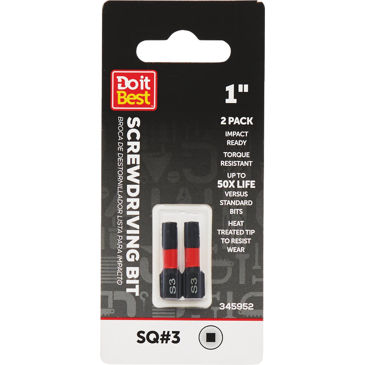 Do it Best 1 In. Square #3 Impact Ready Screwdriver Bit (2-Pack) Image 1