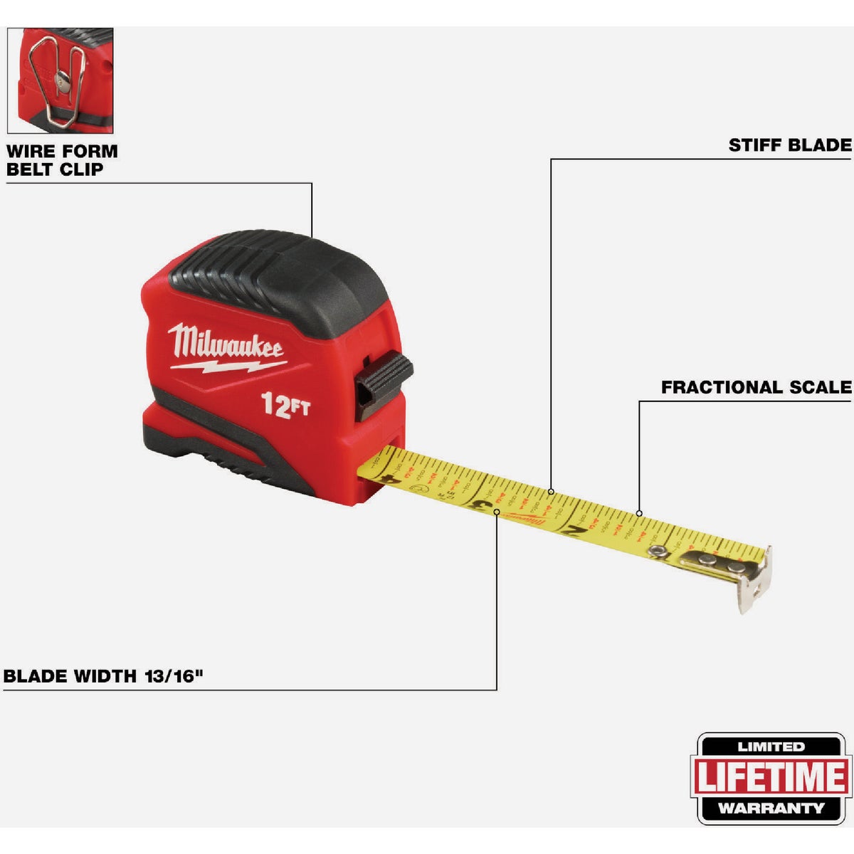 Milwaukee  12 Ft. Compact Tape Measure Image 2