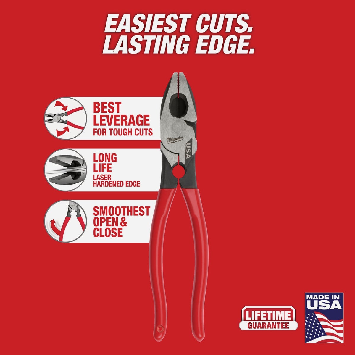 Milwaukee 9 In. Dipped Grip Linesman Pliers with Thread Cleaner Image 2