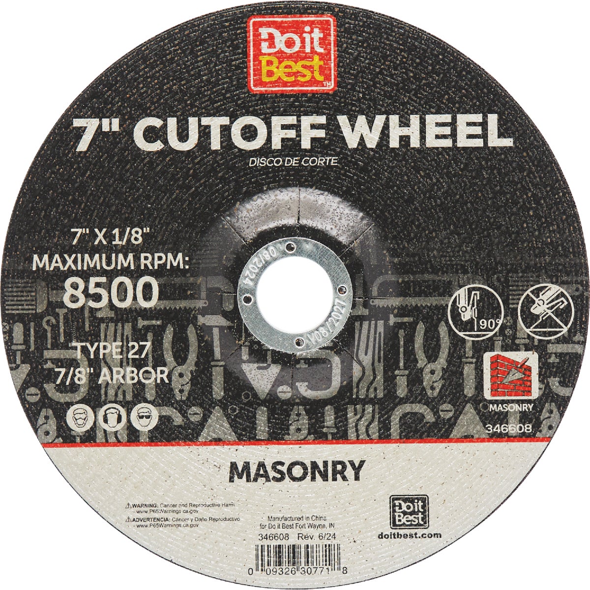Do it Best Type 27 7 In. x 1/8 In. x 7/8 In. Masonry Cut-Off Wheel
