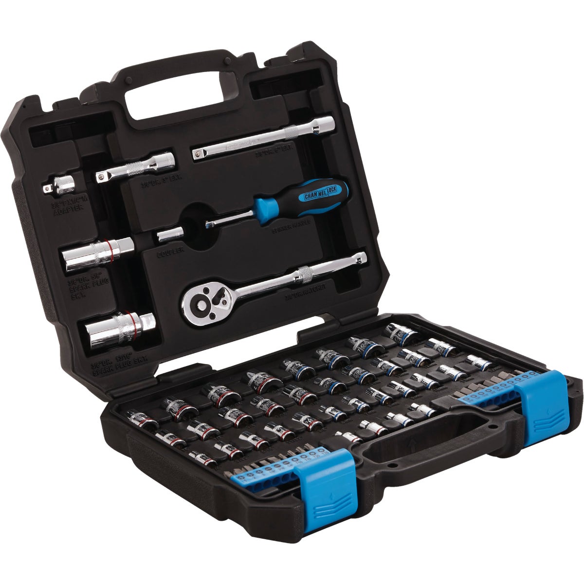 Channellock SAE/Metric 1/4 In. & 3/8 In. Drive Combination Ratchet & Socket Set (63-Piece)