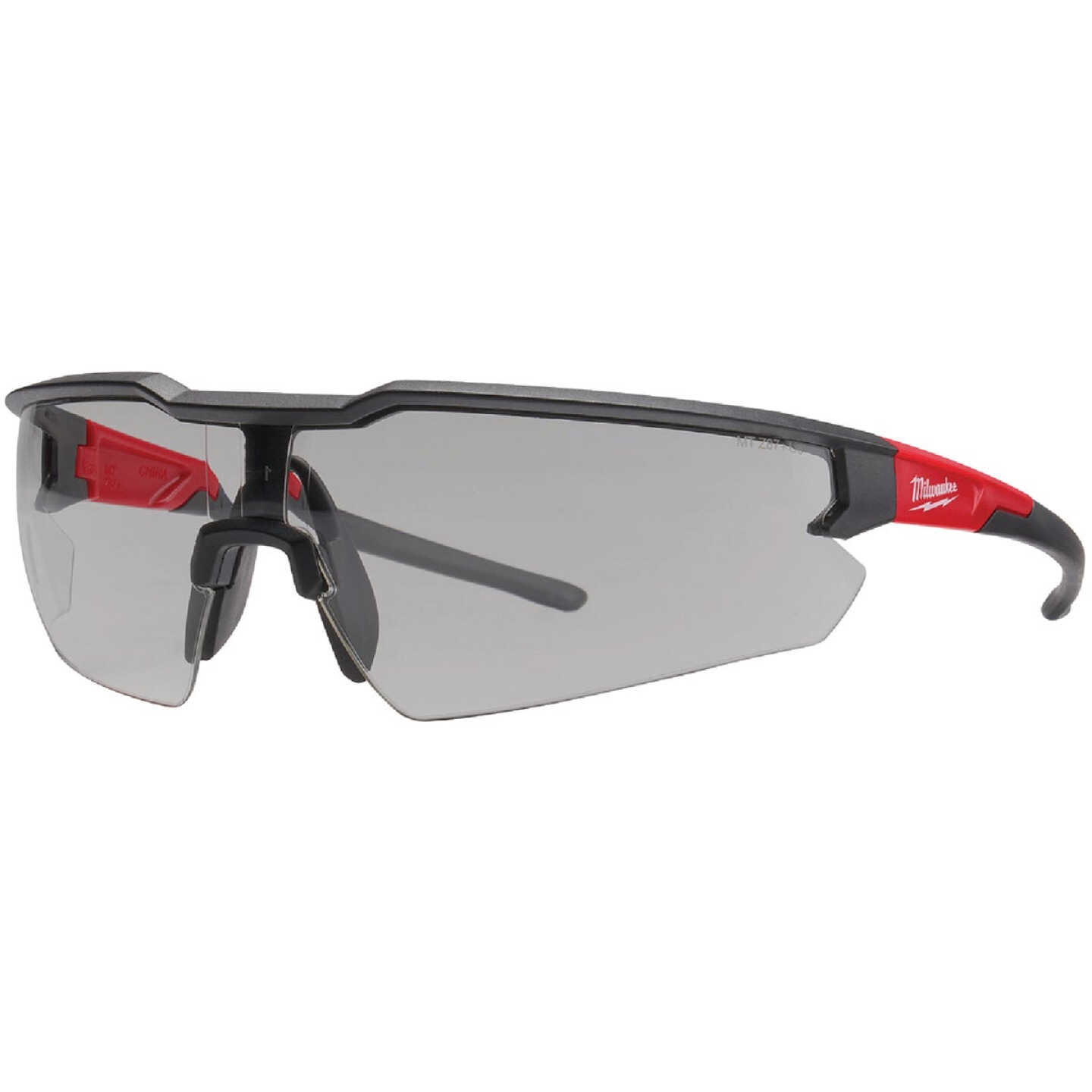 Milwaukee Red & Black Frame Safety Glasses with Gray Fog-Free Lenses Image 1