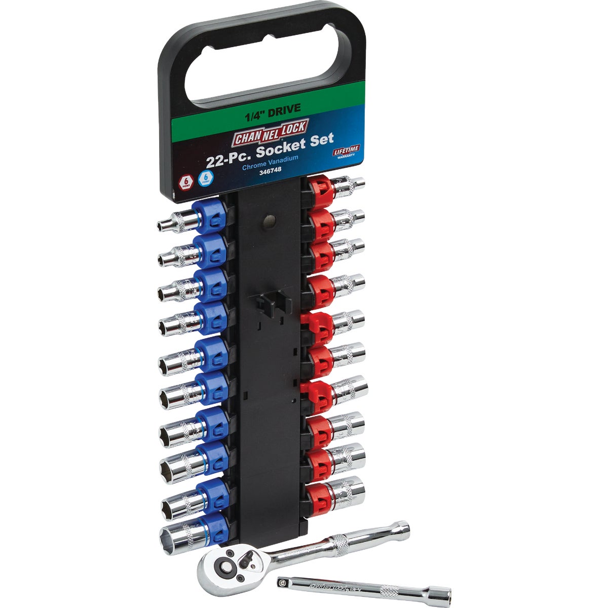 Channellock Standard/Metric 1/4 In. Drive 6-Point Shallow Ratchet & Socket Set (22-Piece) Image 10