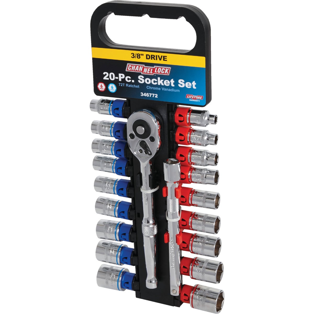 Channellock Standard and Metric 3/8 In. Drive 6-Point Shallow Ratchet & Socket Set (20-Piece) Image 9
