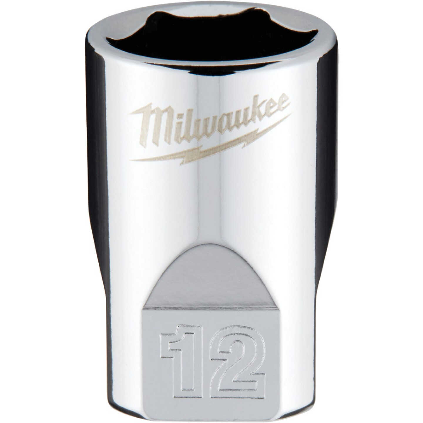 Milwaukee 1/4 In. Drive 12 mm 6-Point Shallow Metric Socket with FOUR FLAT Sides Image 1