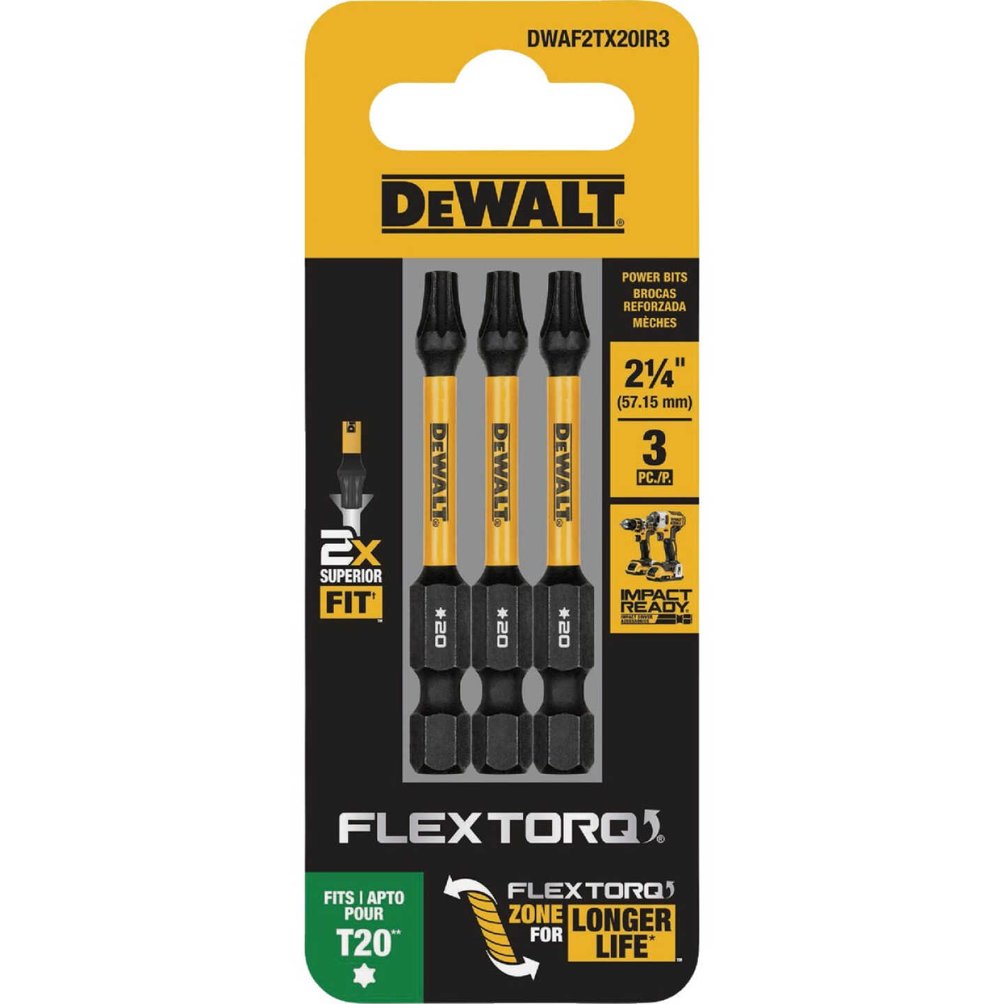 DEWALT FlexTorq 2 In. T20 TORX Impact Screwdriver Bit (3-Pack) Image 4
