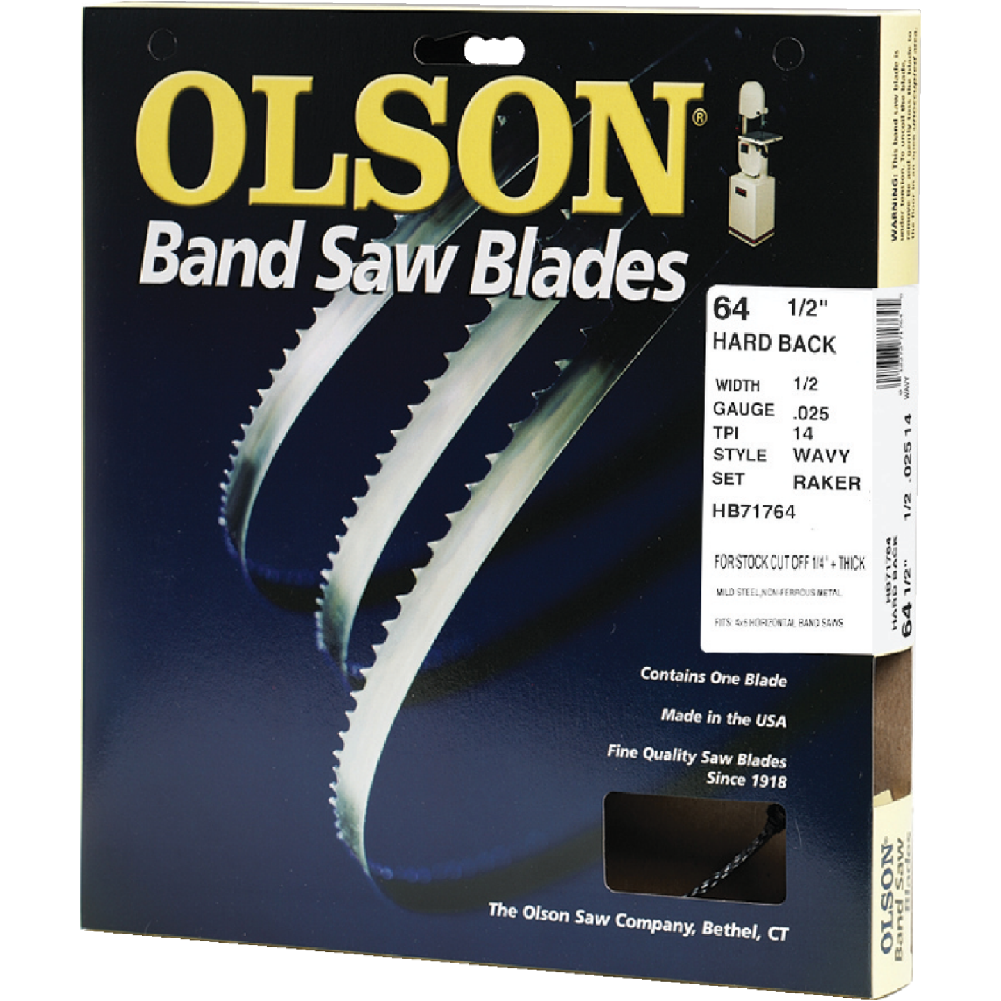Olson 64-1/2 In. x 1/2 In. 14 TPI Wavy Hard Back Metal Cutting Band Saw Blade Image 1
