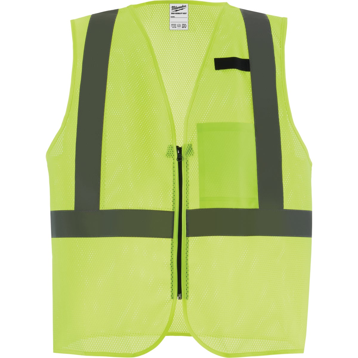 Milwaukee Class 2 High Visibility Yellow Mesh One Pocket Safety Vest, 2X/3X