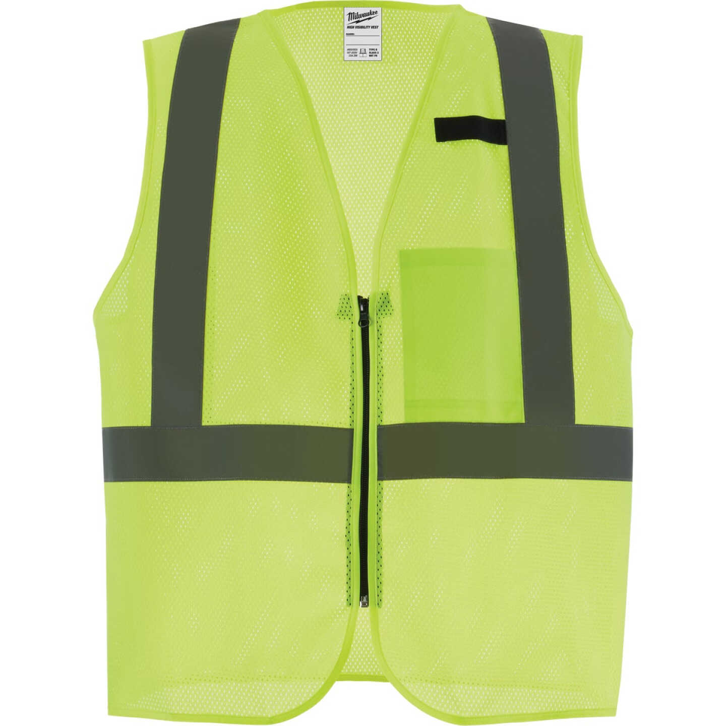 Milwaukee Class 2 High Visibility Yellow Mesh One Pocket Safety Vest, 2X/3X Image 1