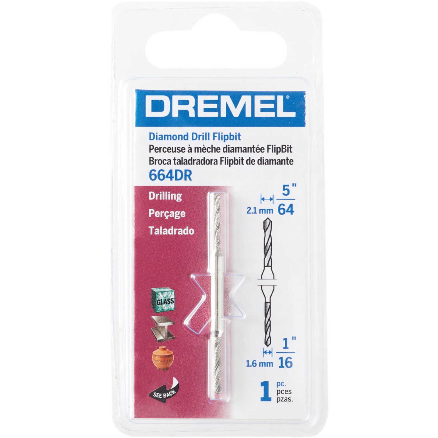 Dremel FlipBit 1/8 In. Diamond Glass Drilling Bit Image 1