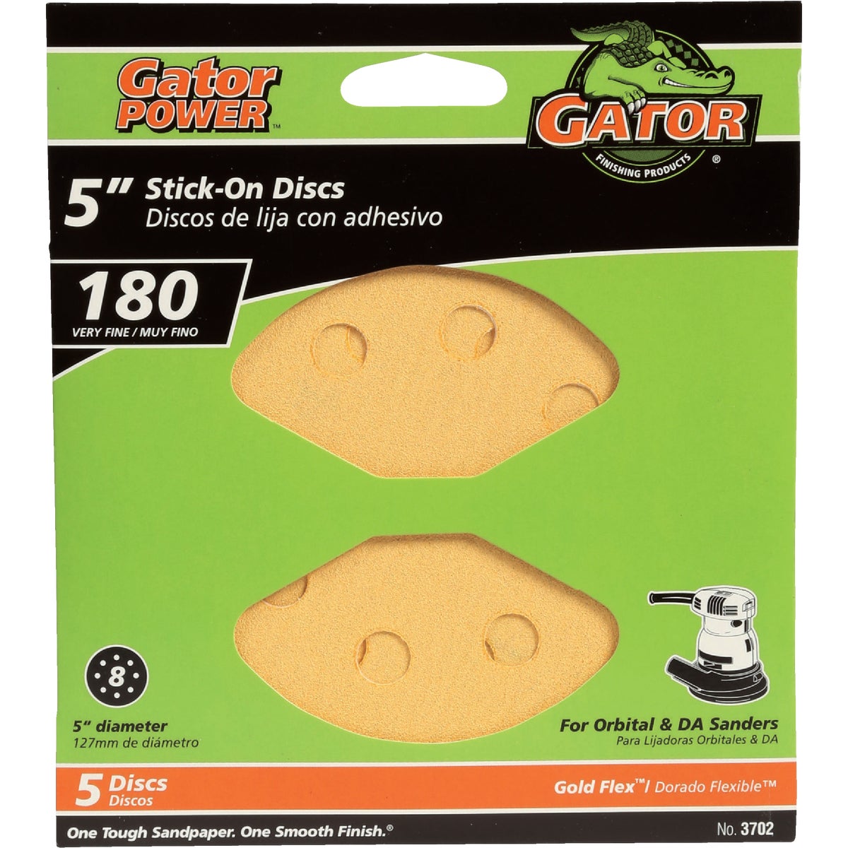 Gator Blade 5 In. 180-Grit 8-Hole Pattern Vented Sanding Disc with Stick-On Backing (5-Pack) Image 1